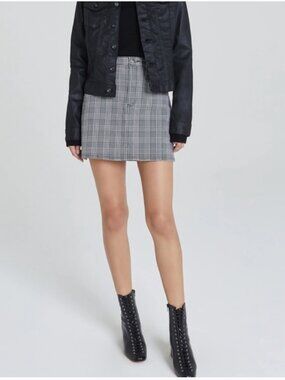 AG Harlo Black and White Checkered Mini Skirt